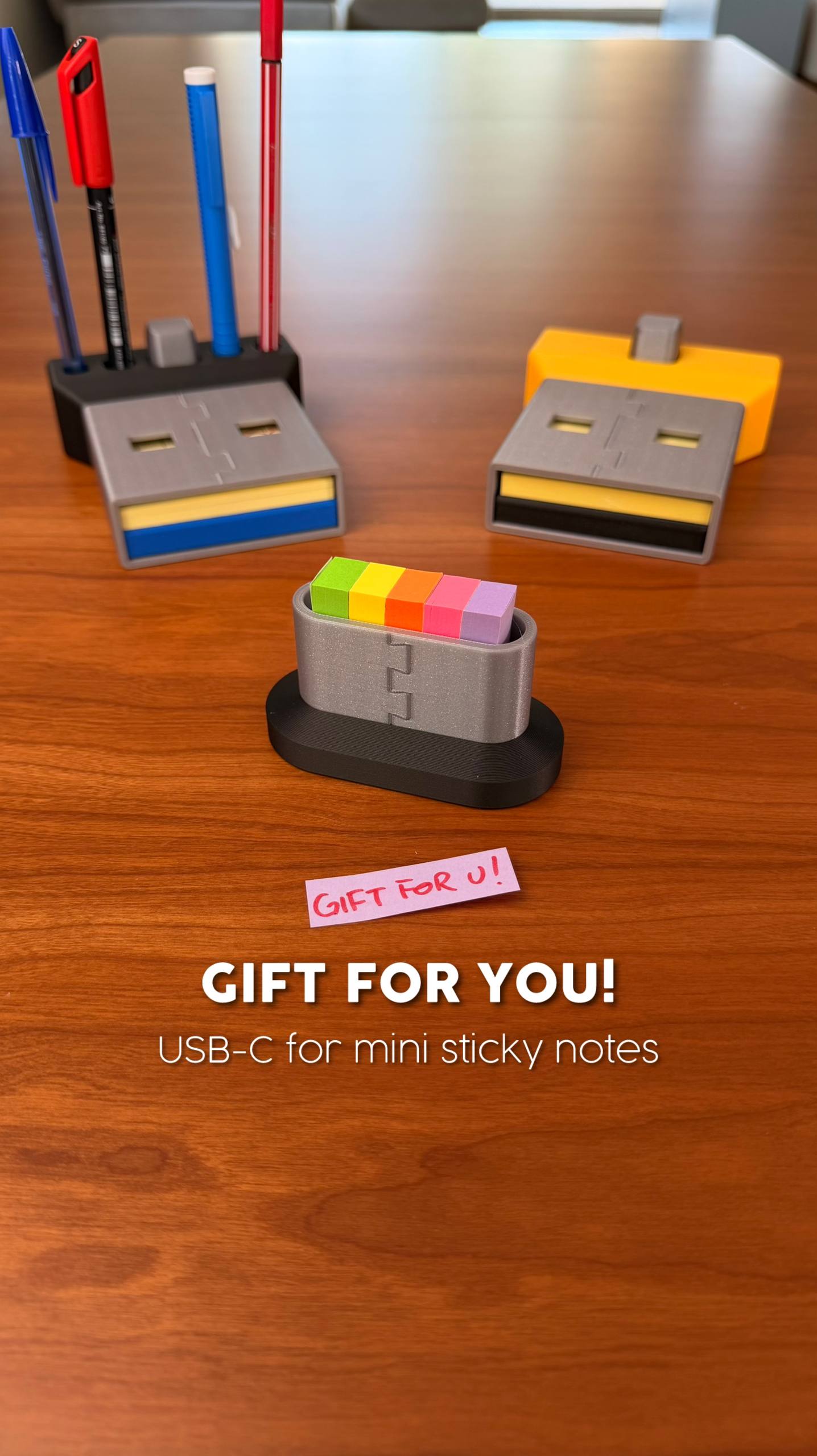 USB Note™ Magnetic Sticky Note Holder & Secret Desk Organizer