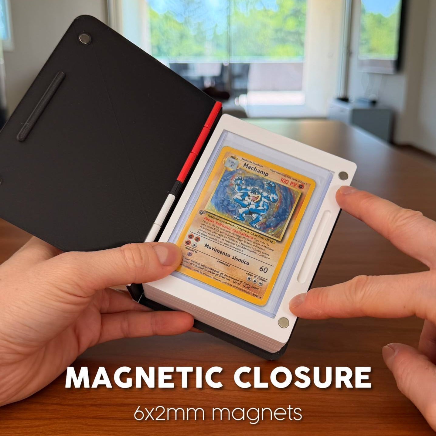 Poke Book TCG Binder w/ Magnetic Lid – Sliding Top Loader Card Storage (6 & 12 Page) | Pokémon Card Binder